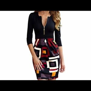 Viwenni V- Neck colorful Pattern business casual